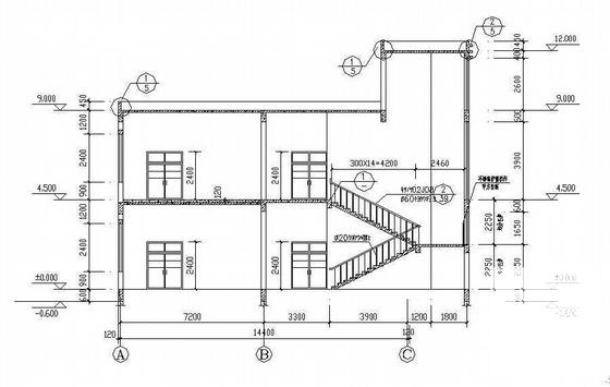 2层中学食堂建筑CAD施工图纸 - 2