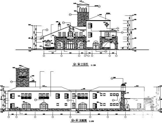 中海风格5层五星级会所建筑施工CAD图纸 - 4