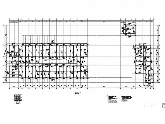 5层框架与钢桁架混合结构教学楼结构CAD施工图纸（地下室抗浮计算书）(平面布置图) - 3