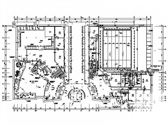 广场2层洗浴餐饮中心建筑施工CAD图纸 - 3