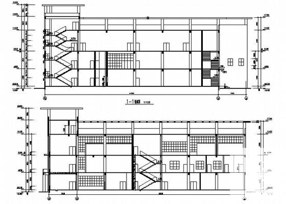职业技术学校3层食堂建筑施工CAD图纸 - 2