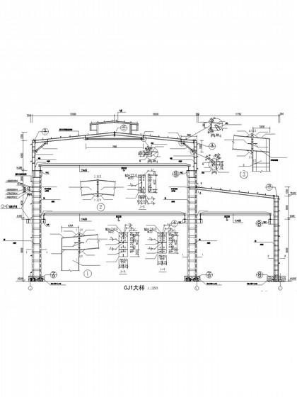 高低跨、带气楼门式刚架厂房结构CAD施工图纸(建施) - 1