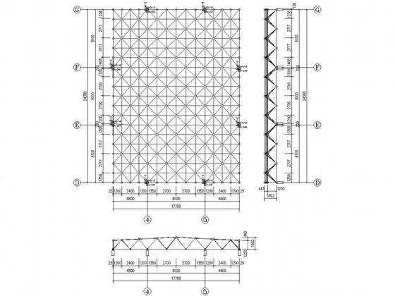 逸夫图书馆网架采光工程结构CAD施工图纸（计算简图纸） - 1