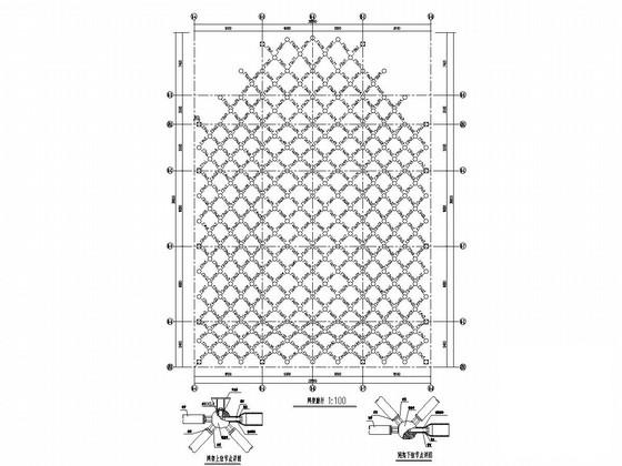 单层正放四角锥与螺栓球节点结构网架结构CAD施工图纸 - 2