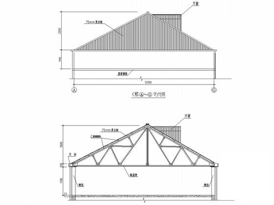粮食局屋顶平改坡钢结构工程结构CAD施工图纸 - 5