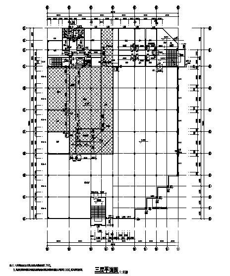 3层大食堂建筑施工CAD图纸(钢筋混凝土结构) - 2