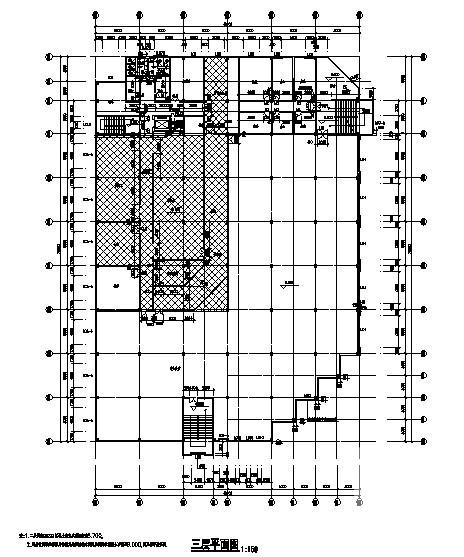 3层大食堂建筑施工CAD图纸(钢筋混凝土结构) - 2