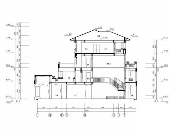 4层豪华私人会所建筑施工CAD图纸 - 2