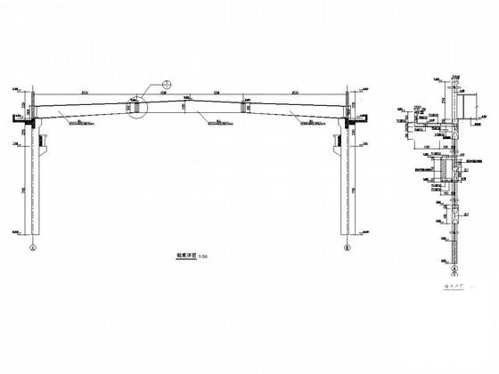 25米跨门式刚架结构重型实验室结构CAD施工图纸（5t单梁吊车） - 4