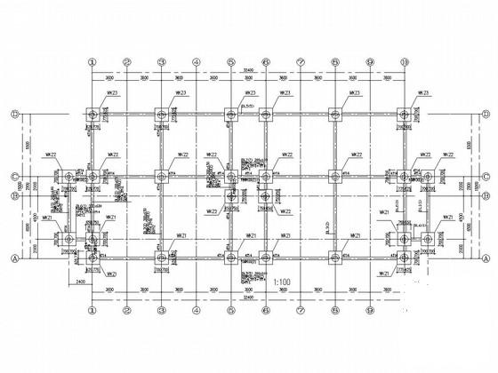 3层钢结构职工宿舍结构CAD施工图纸(平面布置图) - 1