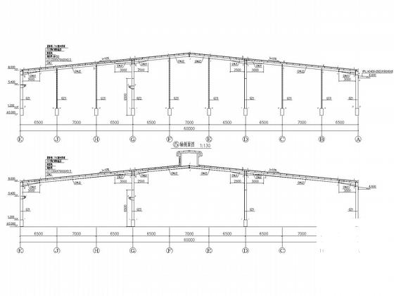 局部3层门式刚架厂房结构CAD施工图纸(带气楼、吊车梁) - 5