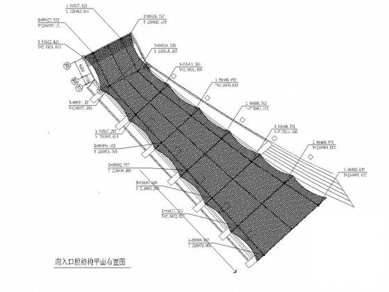 钢骨架式膜结构地下通道入口结构CAD施工图纸(平面布置图) - 1