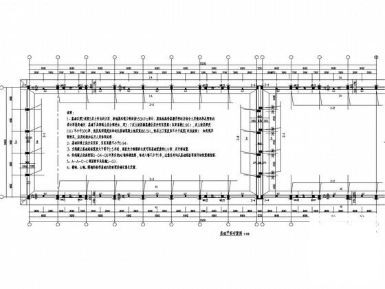 粮食储备库平房仓结构CAD施工图纸（24米跨双T板）(钢筋混凝土柱) - 1