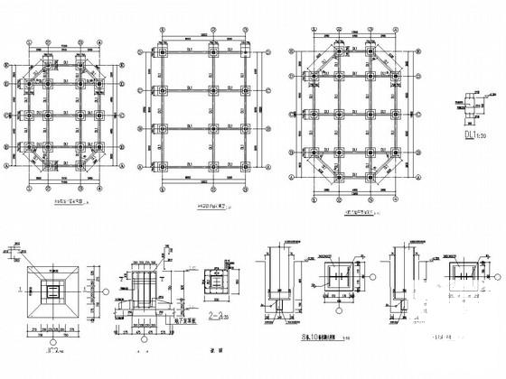 3栋3层钢框架结构商业楼结构CAD施工图纸 - 1