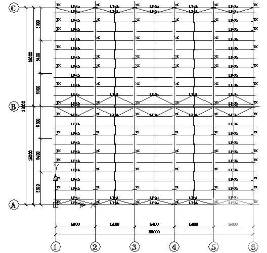 32米跨度门式钢架厂房结构CAD施工图纸(方案设计图纸)(基础平面图) - 2