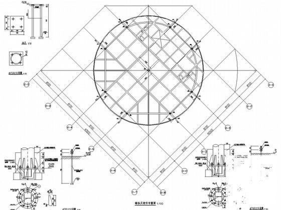 管桁架结构客运站钢结构CAD施工图纸（钢雨棚圆弧造型玻璃穹顶） - 3