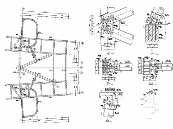 奥林匹克体育科技中心钢桁架屋盖结构CAD施工图纸 - 5