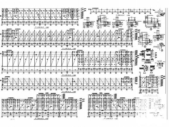 四联跨单层钢结构厂房结构CAD施工图纸（建筑） - 3