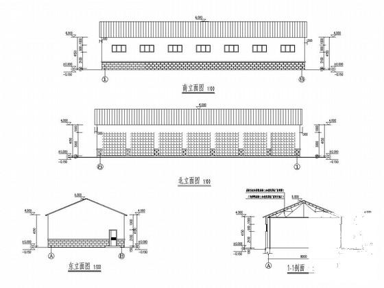 单层钢结构小汽车库结构CAD施工图纸（建筑图纸） - 1