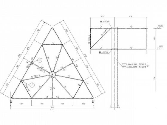通用三面体、两面体广告牌结构CAD施工图纸(桩基础) - 1
