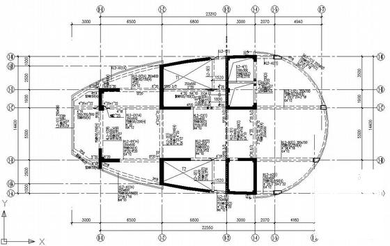 高层桩基础钢结构结构CAD施工图纸(平面布置图) - 1