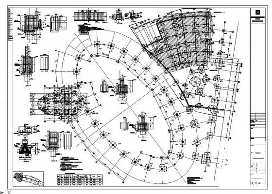 高层桩基础钢结构结构CAD施工图纸(平面布置图) - 3