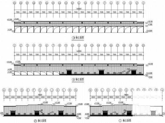 单层三跨门刚结构石业公司厂房结构CAD施工图纸 - 3