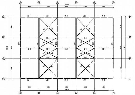30吨吊车钢结构单层厂房结构CAD施工图纸（8度以上设防） - 1