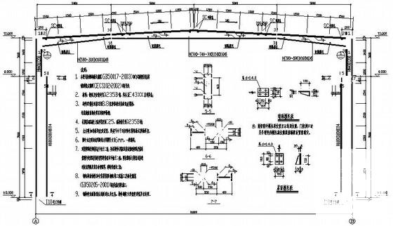 30吨吊车钢结构单层厂房结构CAD施工图纸（8度以上设防） - 2