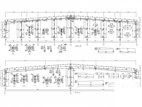 独立基础40米跨门式刚架厂房结构CAD施工图纸(建施)(平面布置图) - 1
