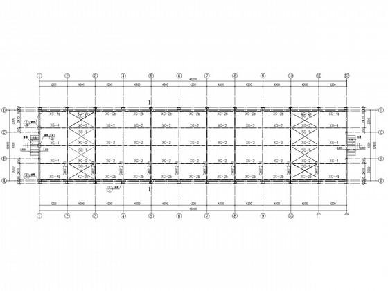 条形基础单层钢框架结构CAD施工图纸(地圈梁、坡屋顶)(平面布置图) - 4