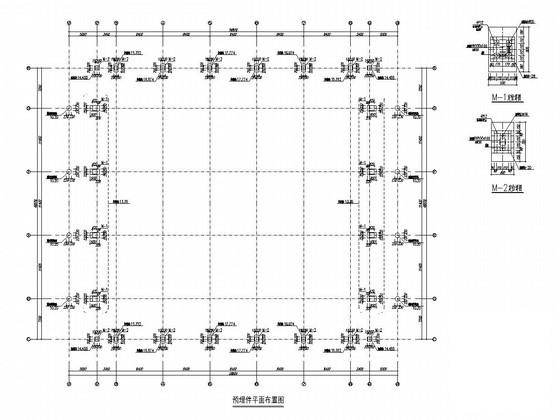 单层钢桁架结构体育馆结构CAD施工图纸（6度抗震）(平面布置图) - 1