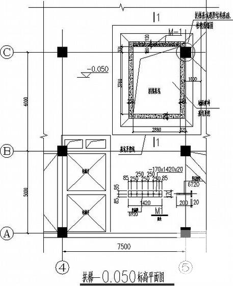 框架结构新增扶梯改造加固结构CAD施工图纸(混凝土) - 1