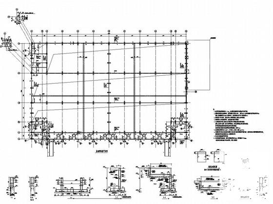 地上单层门式刚架钢结构工业厂房结构CAD施工图纸(基础梁配筋) - 2