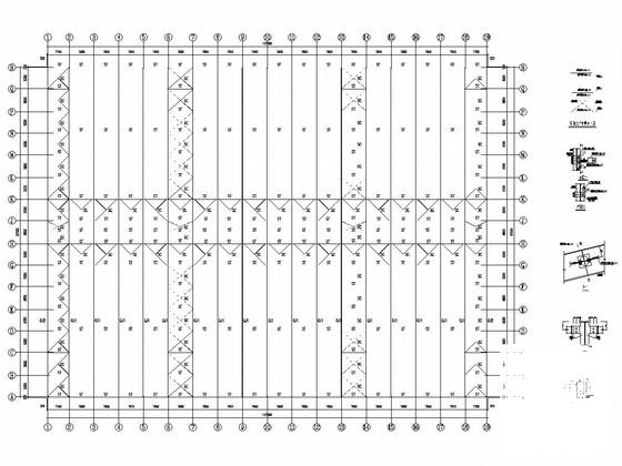 单层门刚结构冷弯型钢加工车间建筑结构CAD施工图纸（5T10T16T吊车） - 3