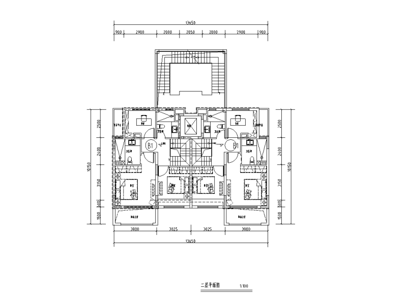 126+118㎡叠加别墅户型图设计 (2)