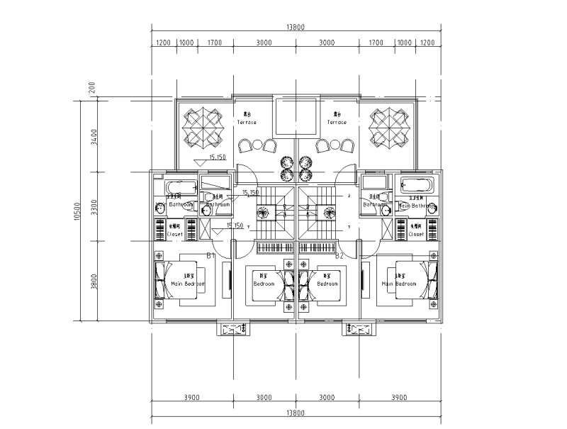 35+110㎡4层叠加别墅户型图设计 (3)