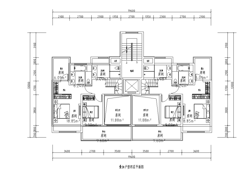 170㎡3层叠加别墅户型设计 (4)