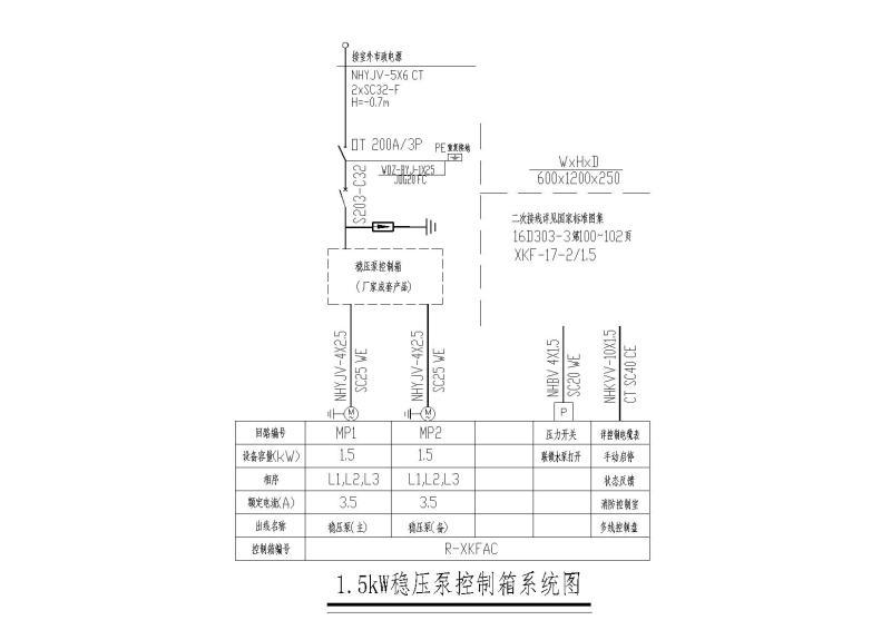 1.5kW稳压泵控制箱系统图