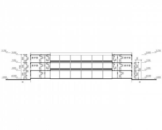 中学3层三十二班教学楼建筑方案设计CAD图纸（回字形）(平面图) - 2