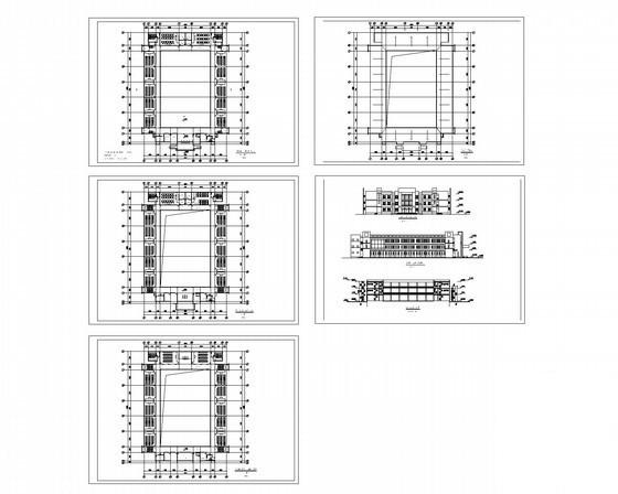 中学3层三十二班教学楼建筑方案设计CAD图纸（回字形）(平面图) - 4