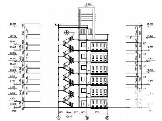 学院6层教学综合楼建筑施工CAD图纸 - 2
