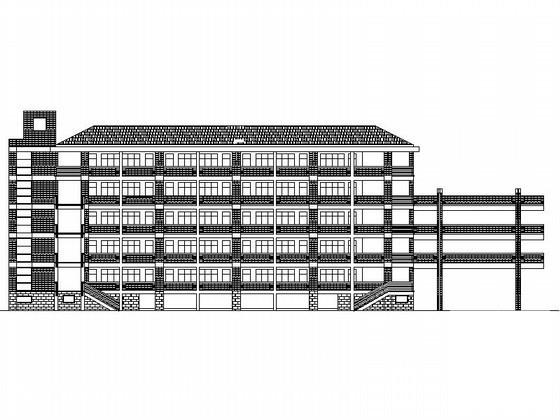 ]中学5层教学楼建筑施工CAD图纸 - 1