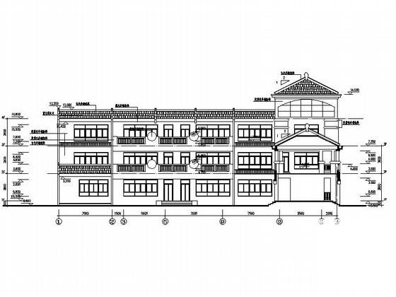科学院3层九班幼儿园建筑施工CAD图纸 - 2