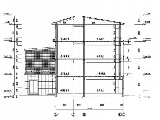 育才实验小学4层综合楼建筑施工CAD图纸 - 2