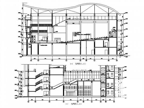 高中5层食堂宿舍多功能厅建筑施工CAD图纸(多媒体教室) - 2
