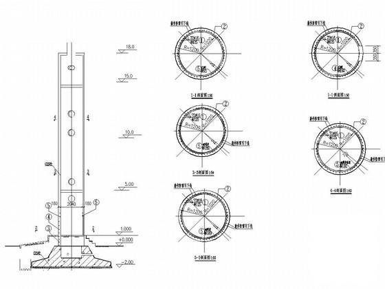 50立方米容积20米高倒锥壳给水塔结构CAD施工图纸 - 3