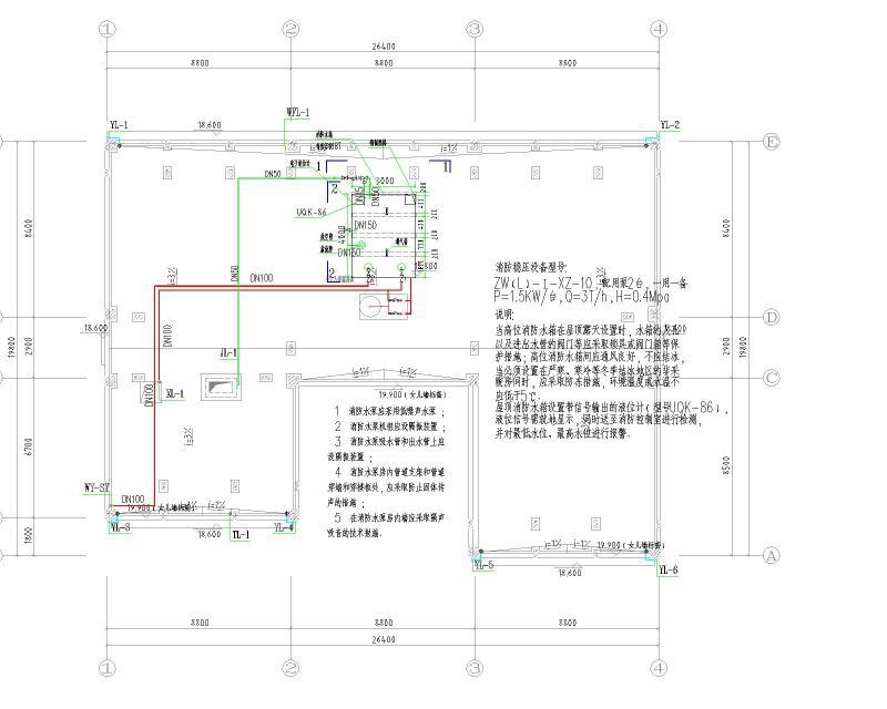屋顶层给排水平面图