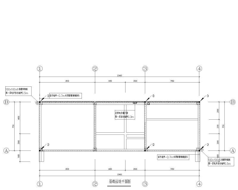 基础接地平面图