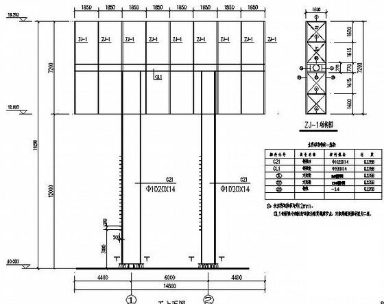 钢桁架结构广告牌结构CAD施工图纸(LED/景观墙等共5套) - 2